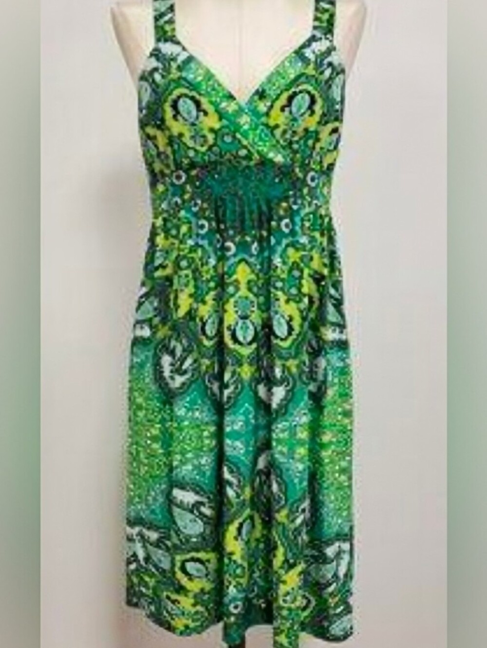 INC Green Sundress With Sparkling Studs In The Front. Size M.